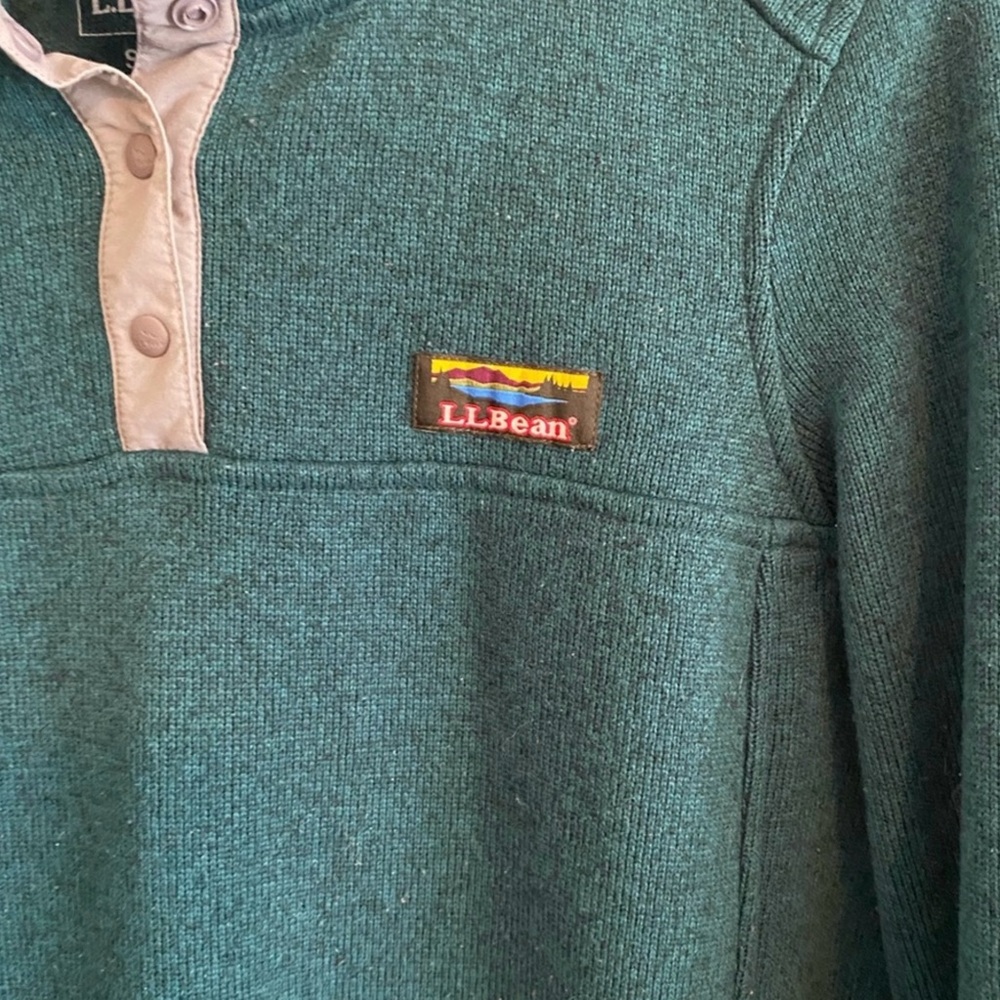 L.L. Bean Classic Teal Fleece Pullover - Picture 4 of 5